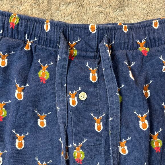 J. Crew Flannel Pajama Pants Deer Holiday Christmas Wreath Print Men's S Small - Picture 4 of 9